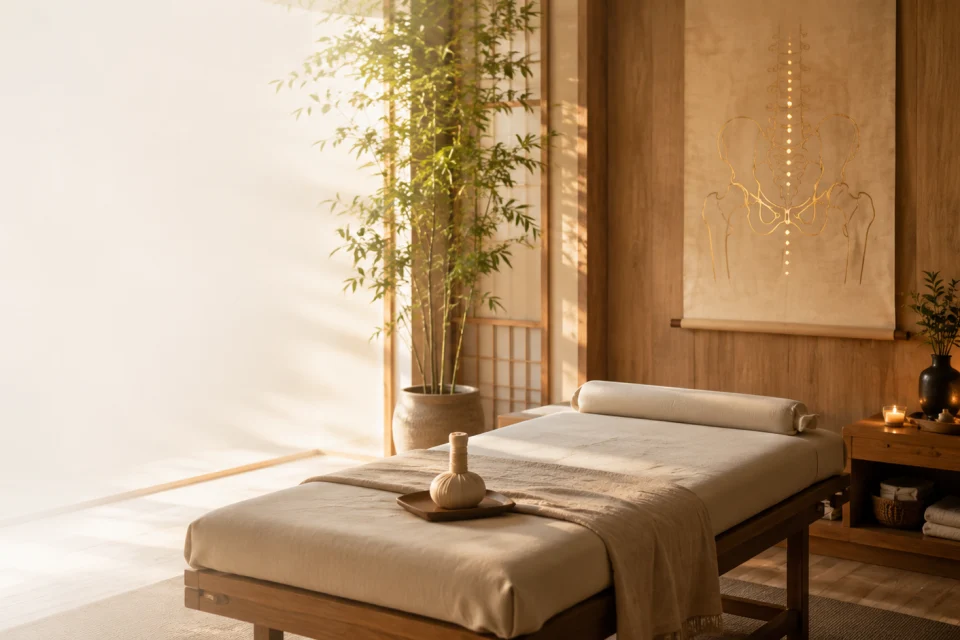 Calm traditional treatment room with warm natural light